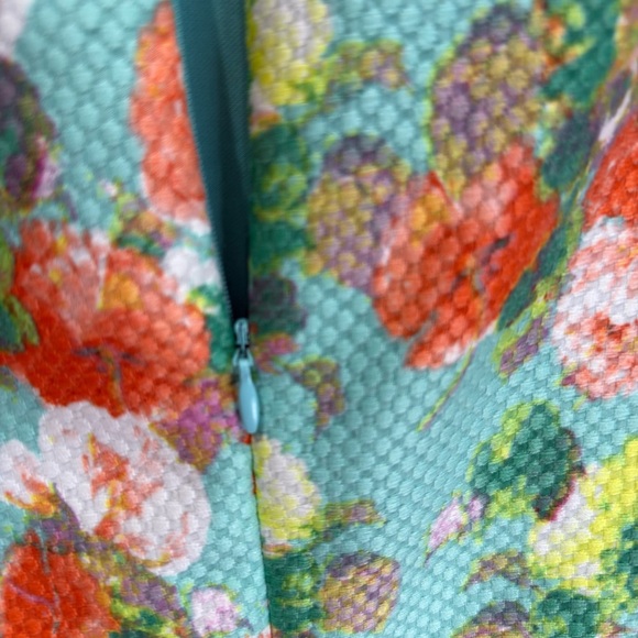 Donna Ricco Dress Women size 14 Aqua & Coral Floral Sheath Dress - Picture 6 of 7